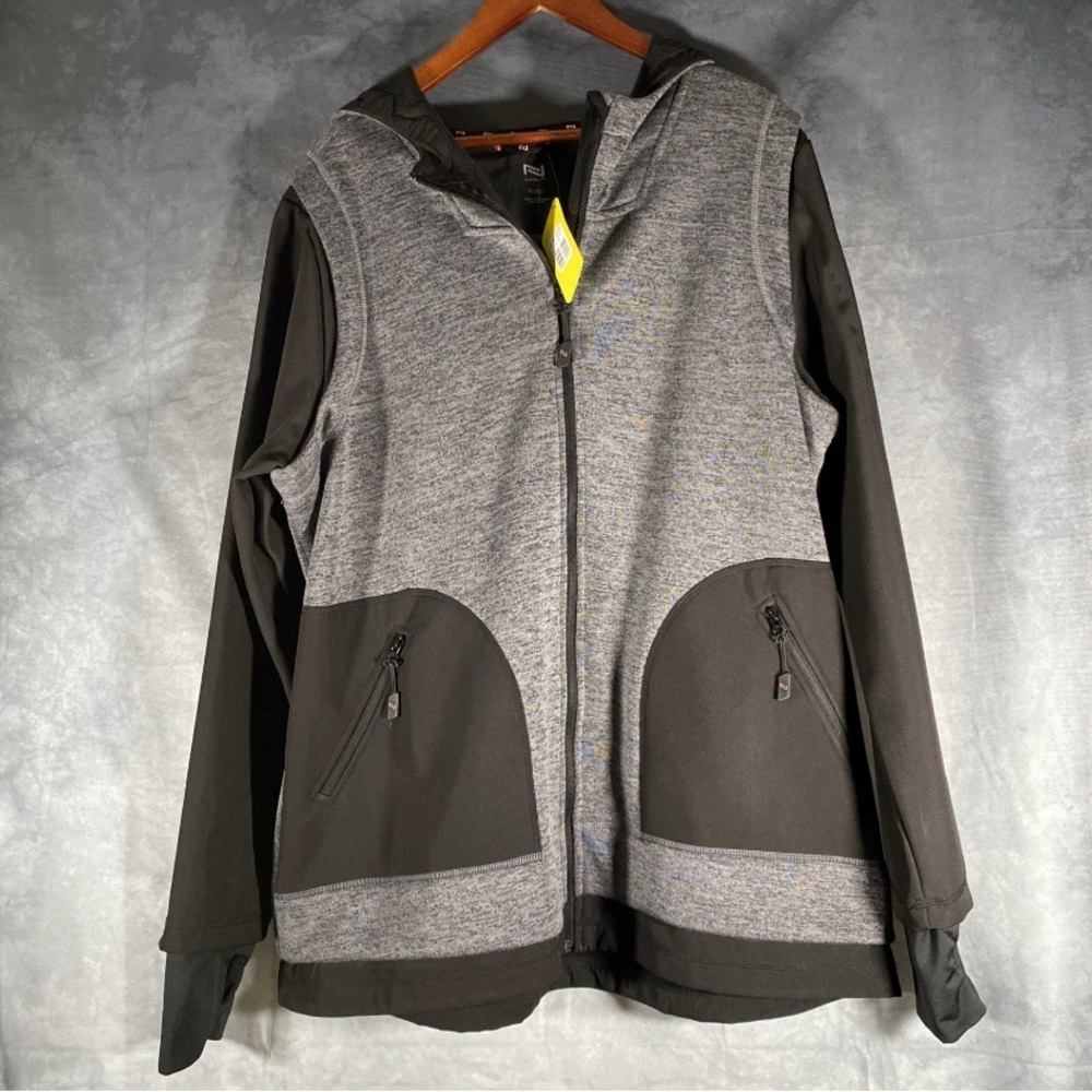 Nola Soft Shell Hooded Jacket‎ XXL Black / Grey Thumbhole Zip P pets Activewear